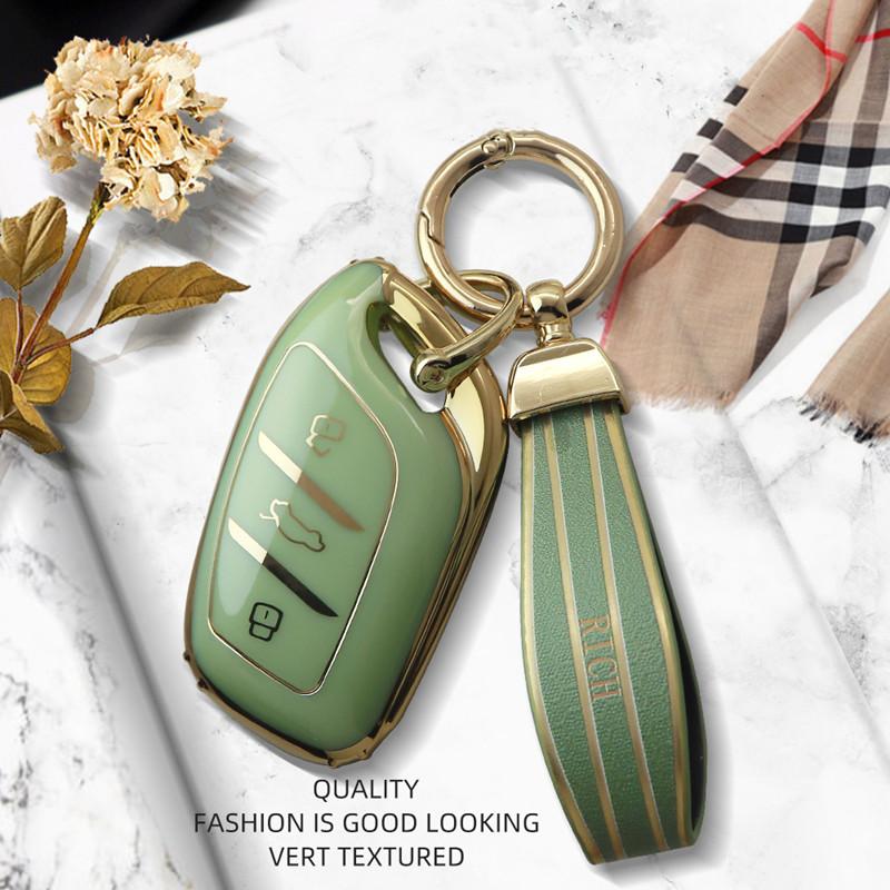 Luxurious Golden Edge Remote Key Case Full Cover For MG ZS EV MG6 EZS HS EHS For Roewe RX5 I6 I5 RX3 RX8 ERX5 Car