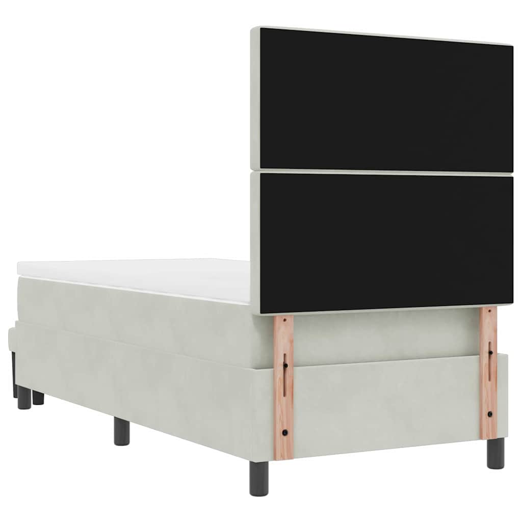 Box Spring Bed with Headboard Light Gray 190 x 90 cm Velvet