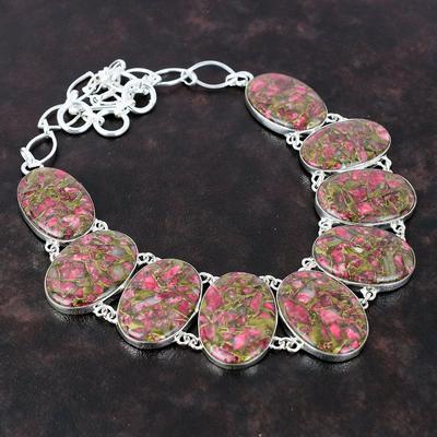 Copper Thulite Necklace 925 Sterling Silver Necklace Adjustable Chain Jewelry Real Gemstone Necklace Gift For Girl Handmade Amazing Necklace