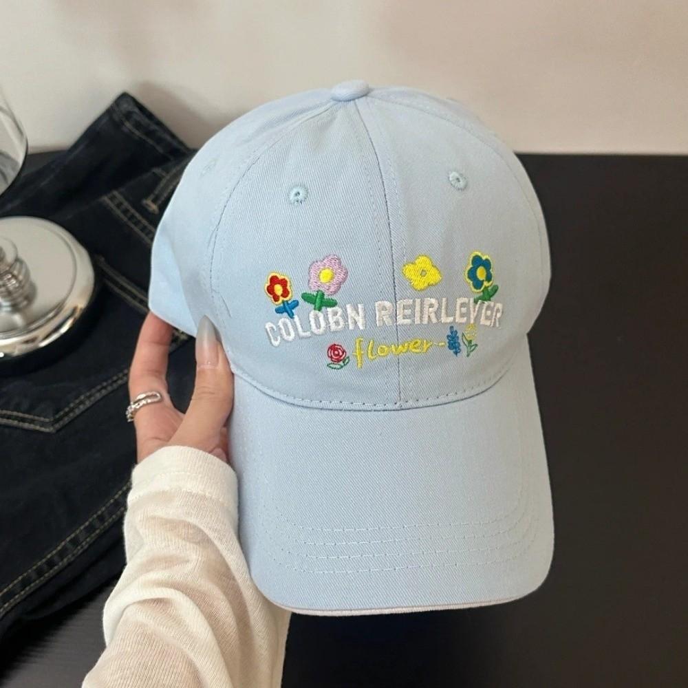 Korean-Style Flower Baseball Cap Candy Color Peaked Cap Adjustable Sun Hat Men