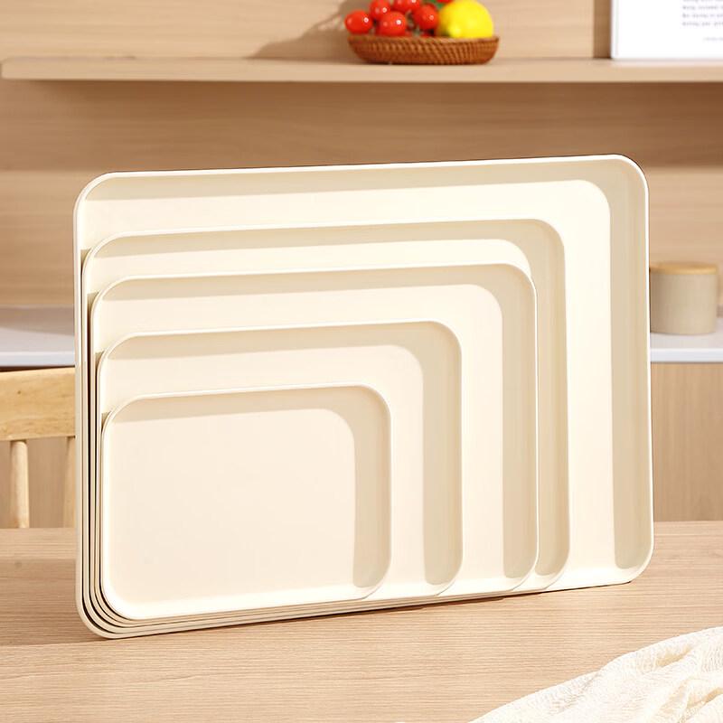 Cream Style Rectangular Plastic Serving Tray