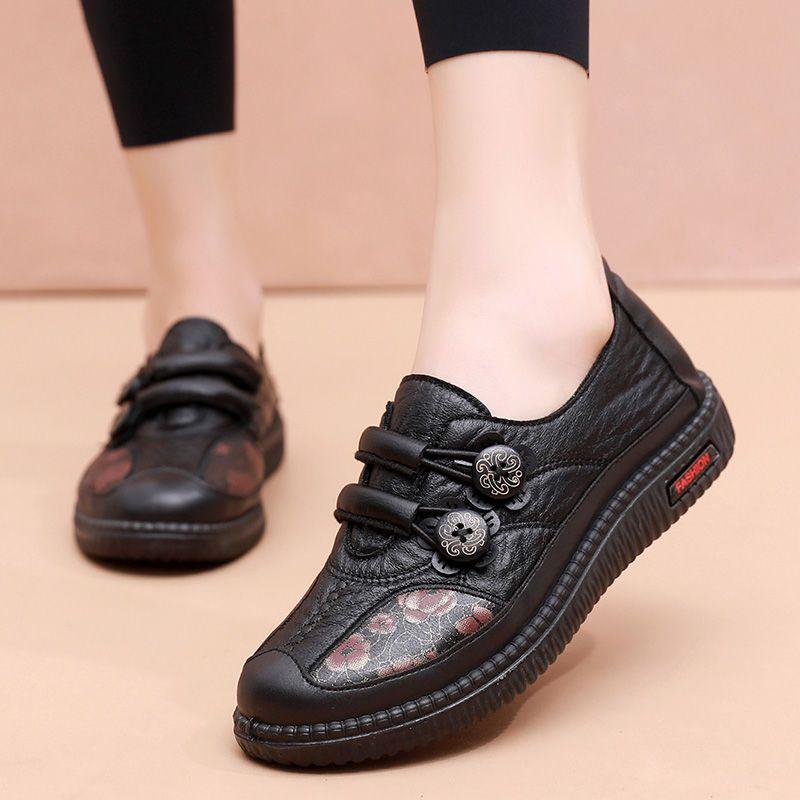 Spring and Autumn new cloth shoes women's single shoes middle-aged and elderly non-slip soft sole one pedal