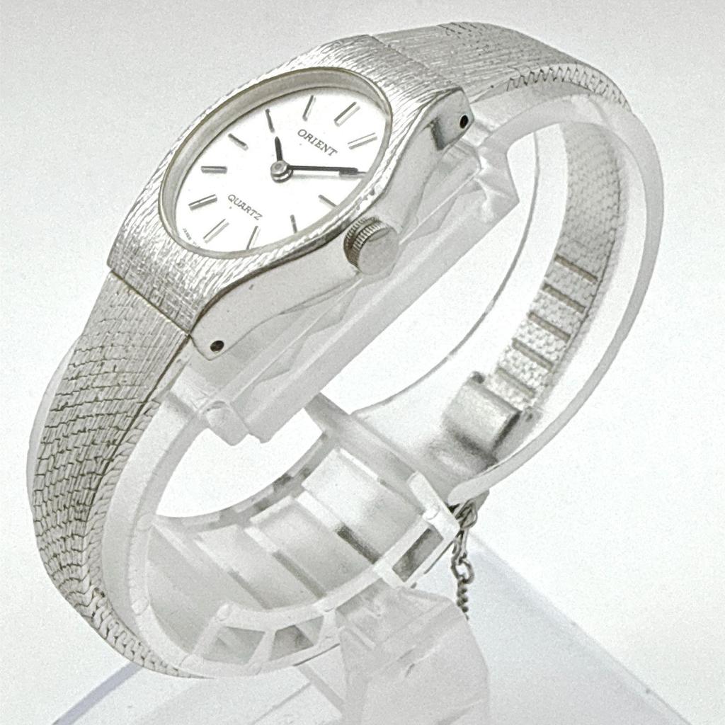Used C180 [Working/Antique/Battery replaced] ORIENT Orient Quartz Oval Case Bracelet Type Ladies Watch