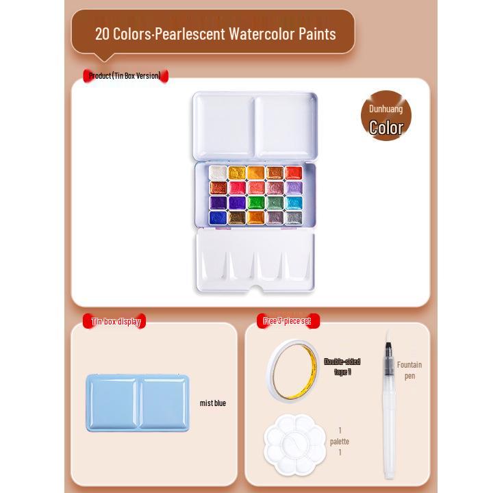 Pearlescent Dunhuang Gold Watercolor Set: 60 Colors for Painting & Nail Art