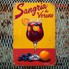 Lebhaftes Sangria Cocktail Metallposter, Hochwertiger Druck für Hausbar Urlaubsgeschenk