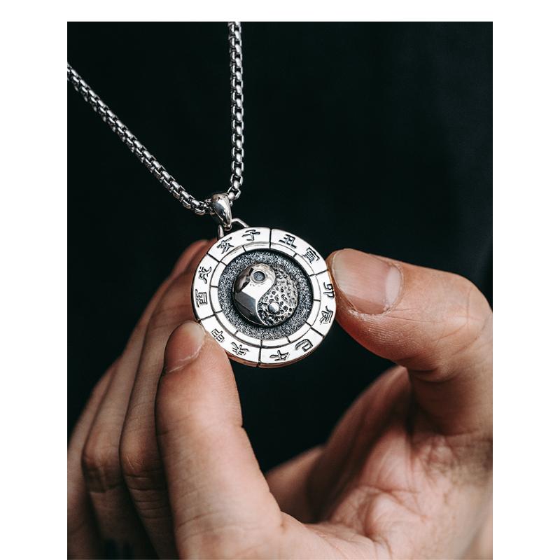 Tai Chi Two Instruments Ring Necklace Men's Pendant with High Quality and Niche Accessories Hanging Decoration