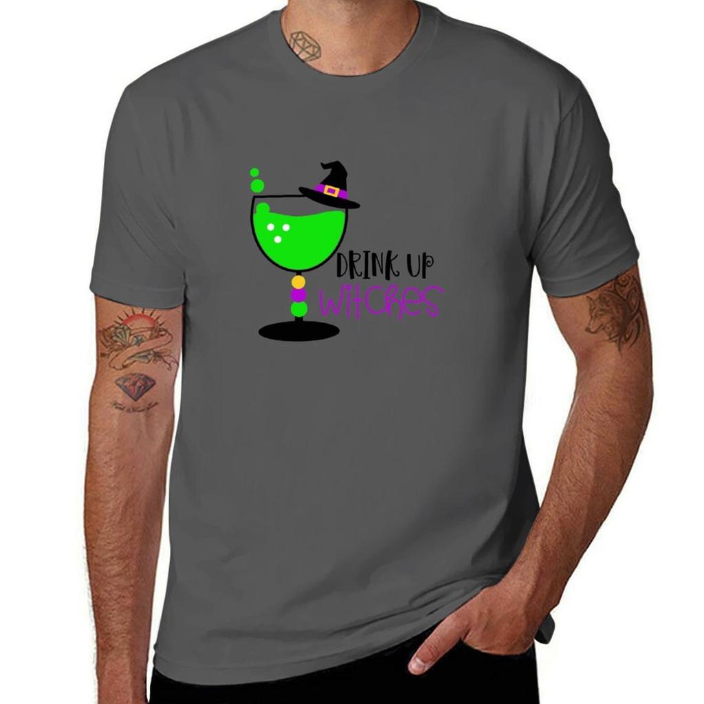 Drink Up Witches  Neon Colors TShirt Functional Casual Short Sleeve Tee
