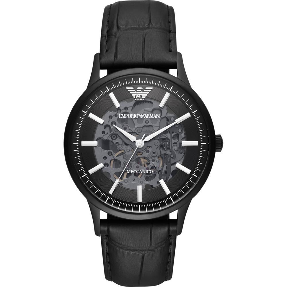 Emporio Armani Renato Black Leather Gents Mechanical Automatic AR60042 чёрный