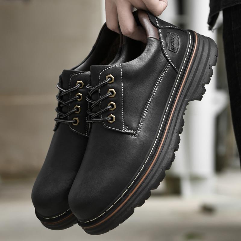 Men Casual Shoes lace up Genuine Leather men Sneakers Luxury Trainers Spring autumn High Street oxfords men Black Shoes
