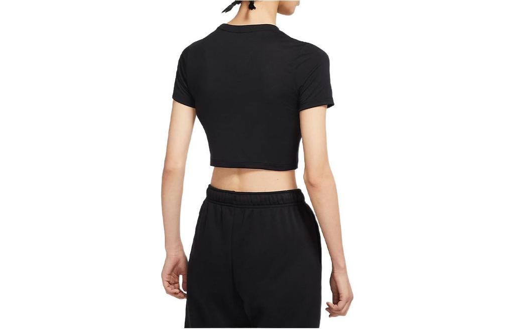 Women's Nike Crop Tops Women's Black Crew Neck Moderate