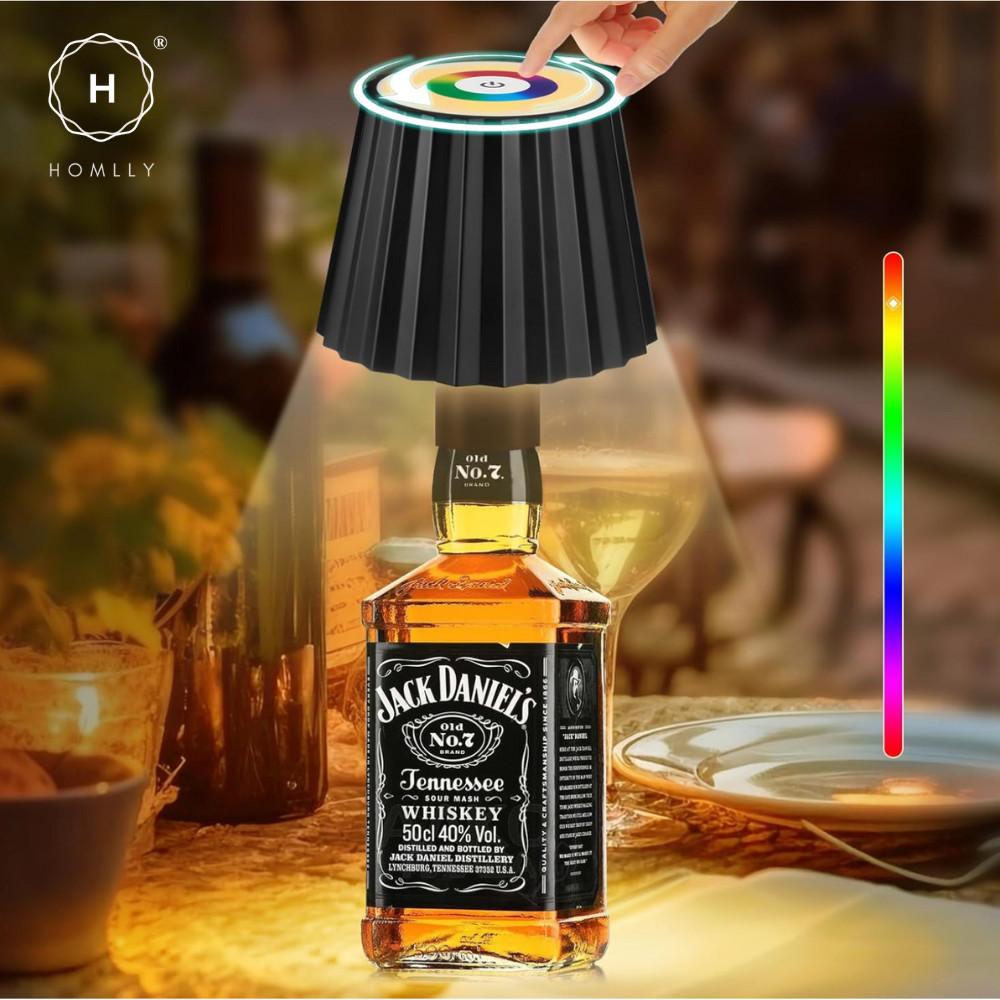 Homlly Touch Control 3 Colors RGB Stepless Dimmable LED Wireless Bottle Lamp Shade