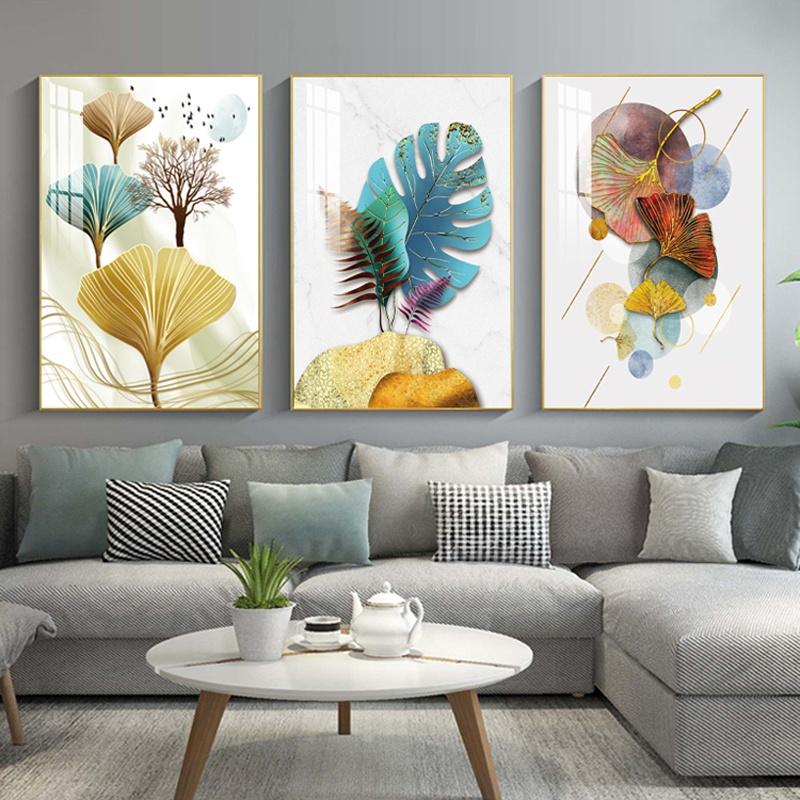 Culoarea plantelor abstracte, frunze, artă de perete, pictură pe pânză, cuadros, postere, poster nordic, imagini de perete pentru camera de zi, fără încadrare