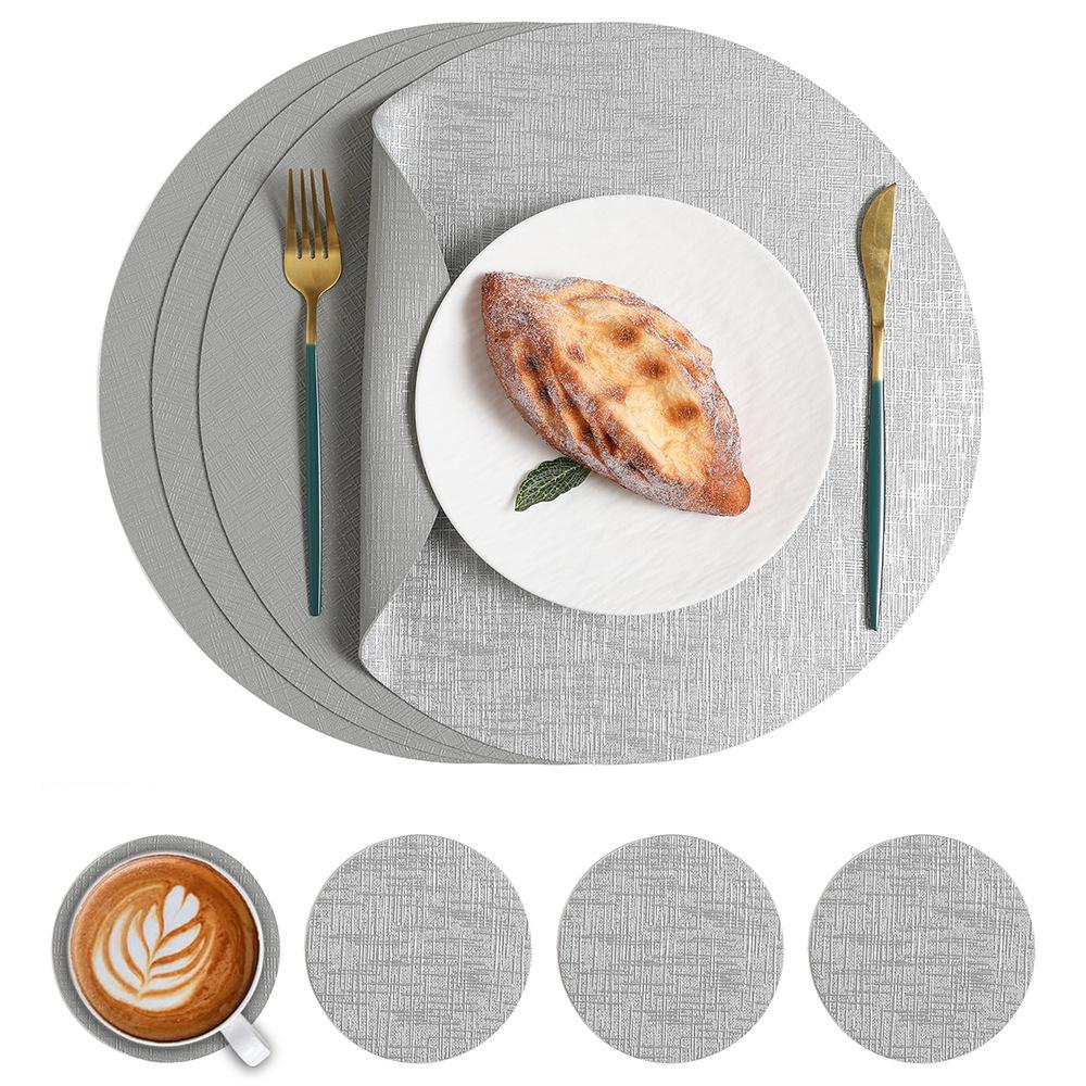 Light luxury round leather placemat waterproof and oil-proof western food mat hotel anti-scalding and heat insulation mat premium