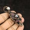 Evil Eye Rhodonite Copper Wire Wrapped Pendant Moonstone Copper Jewelry Handmade Pendant Evil Eye Jewelry Rhodonite Pendant Gift For Friend