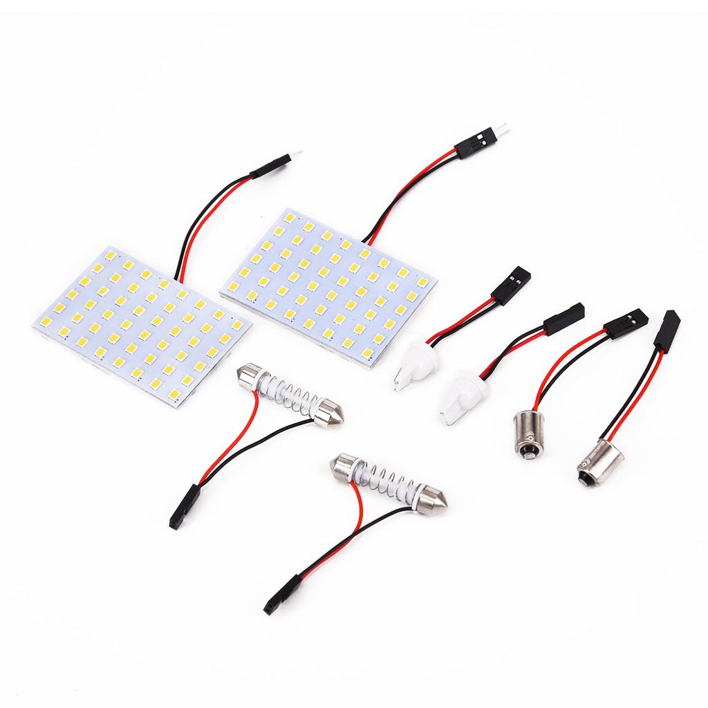 2pc 12V Car 48-LED Panel Light 7000K White Dome Map Interior Bulb Lamps