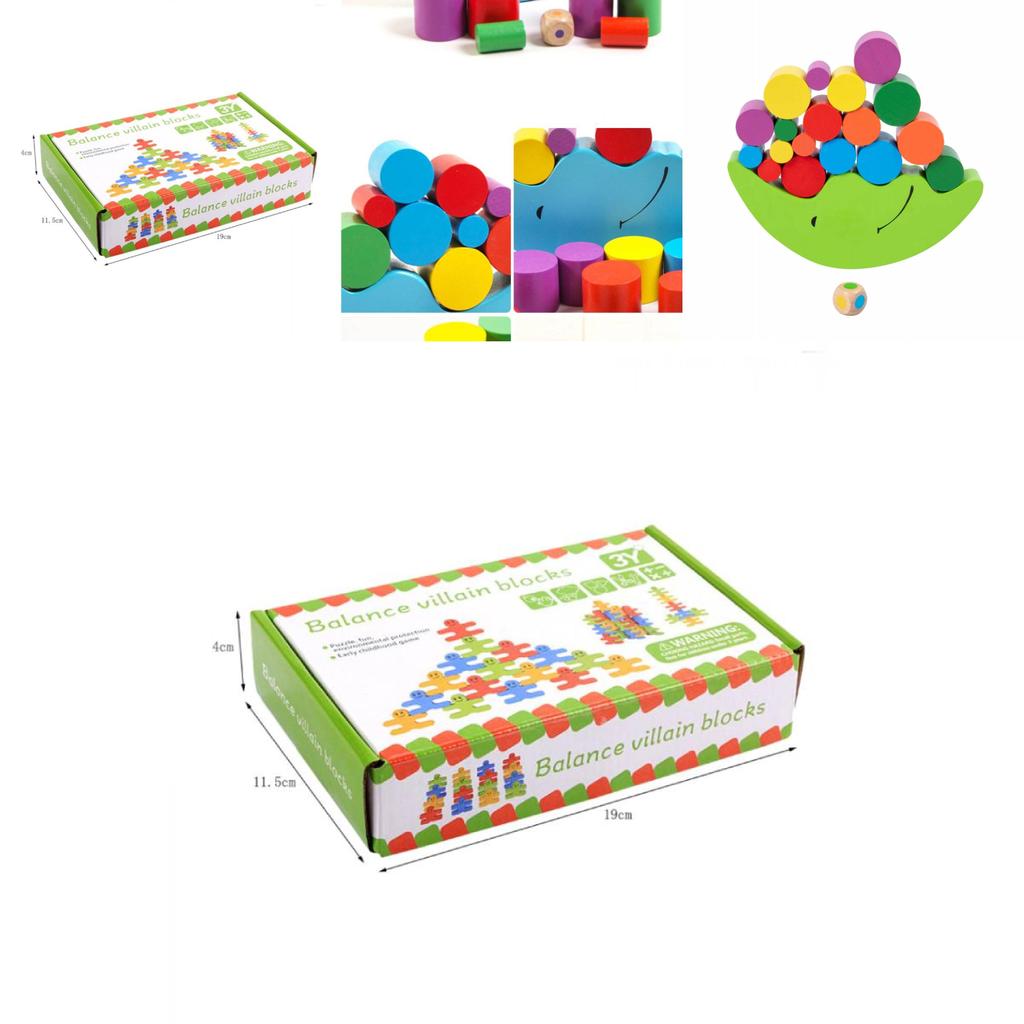 Wooden Childrens Moon Balance Beam Game With Stacking Blocks For Early Learning