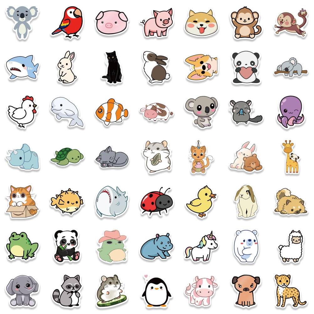 100Pcs Cartoon Animal Stickers Waterproof Cute Stickers for Laptop Phone Water Bottle Computer
