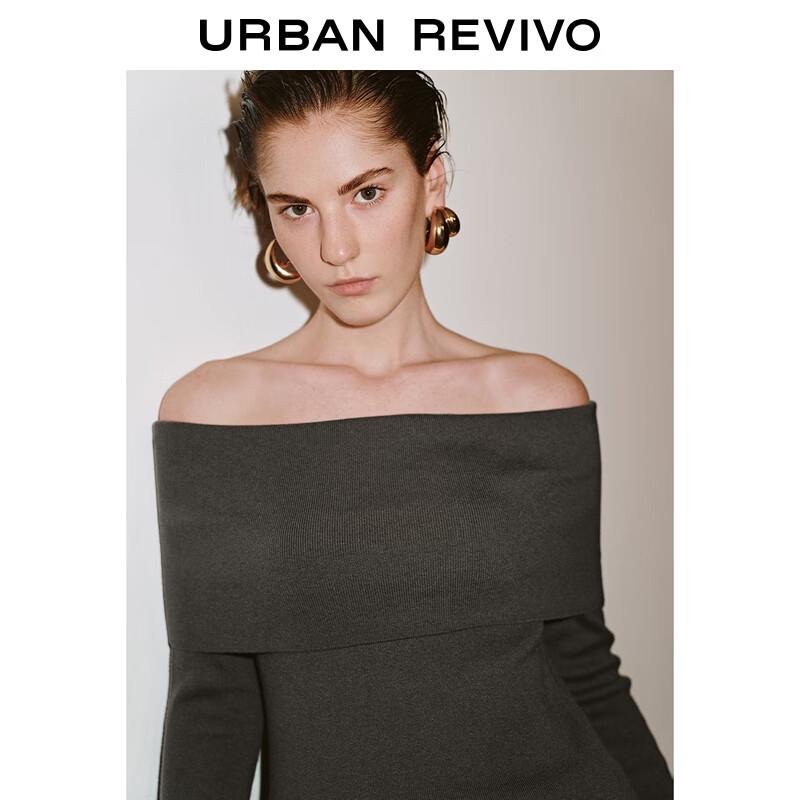 Damen schulterfreies enges Strickoberteil mit Rüschenärmeln