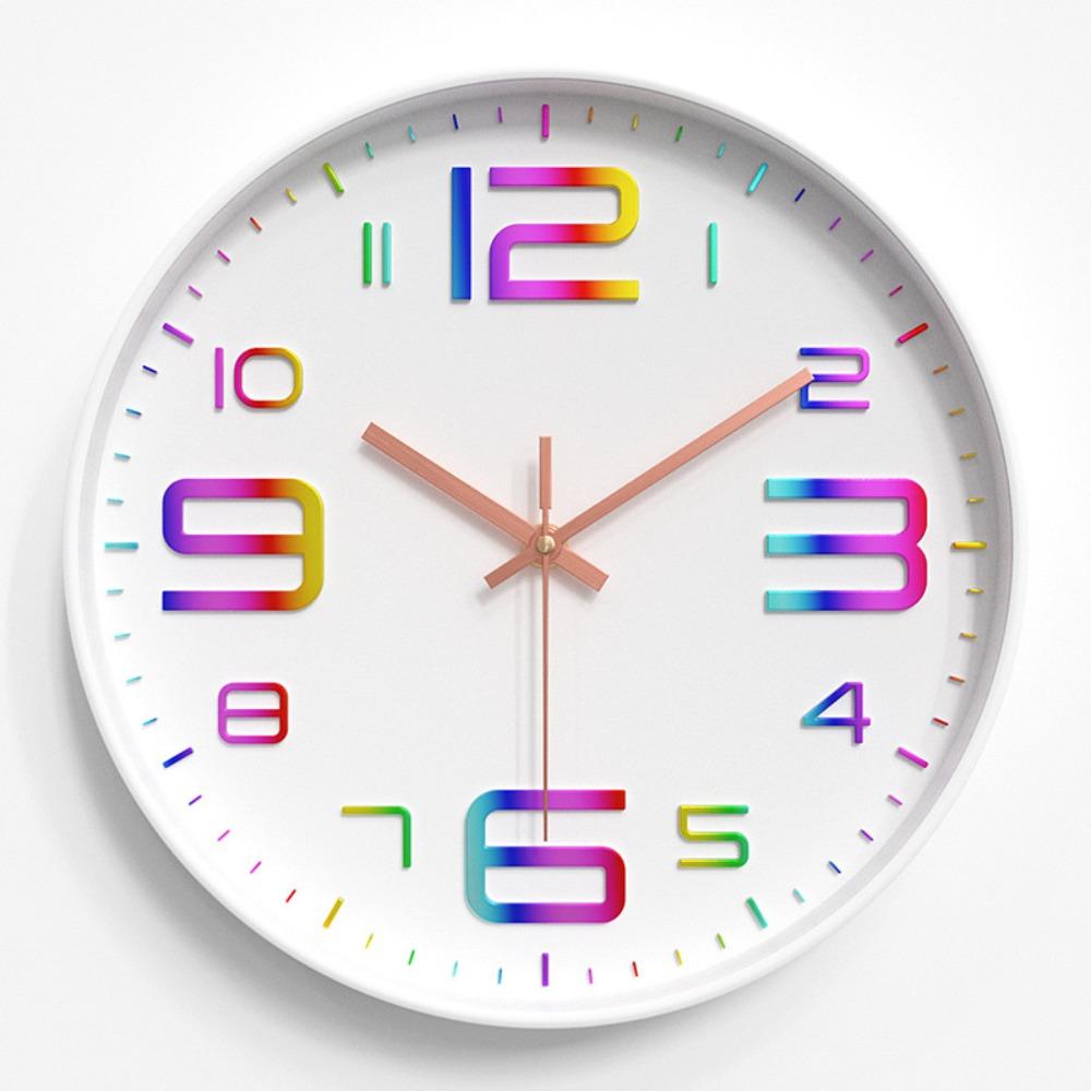 

Mute Digital Wall Clock Colorful Numbers Silent Wall Clock Quartz Clock Home Office Decorative Style 4