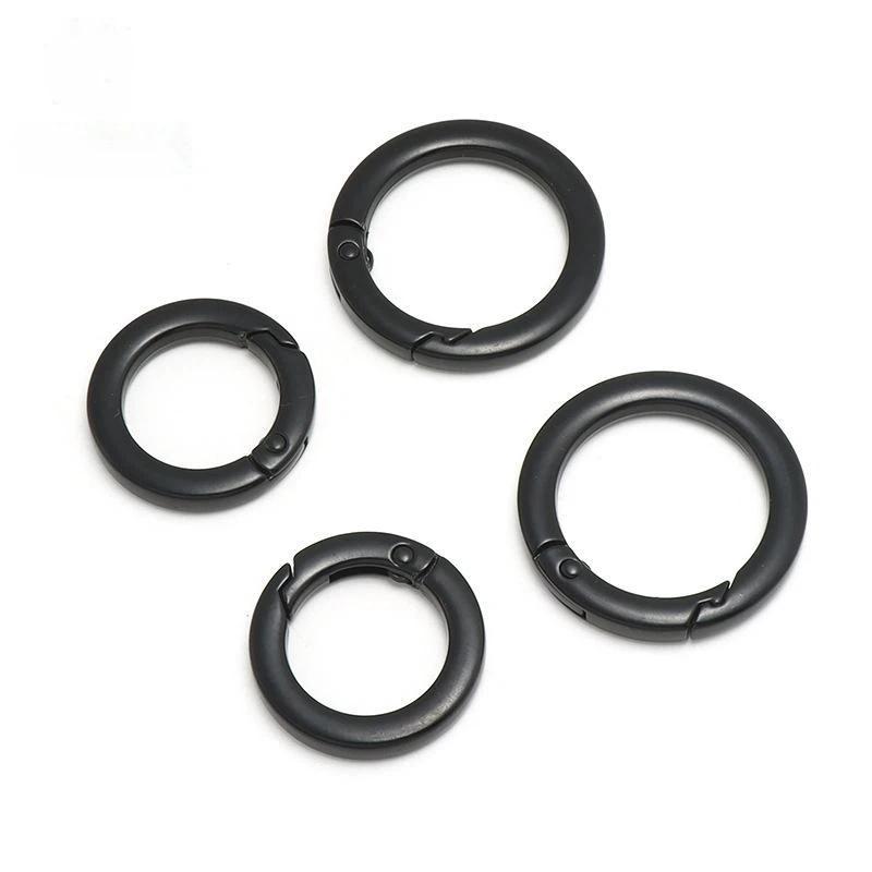 Black Metal Spring O Rings Durable Rustproof Multiple Sizes For Diy Craft Bag Making Keychain Accessories