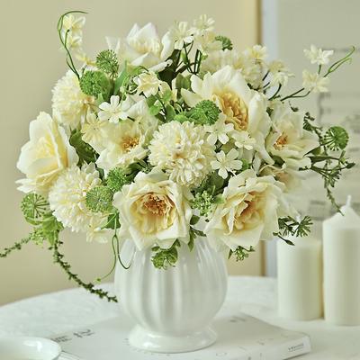 Silk Artificial Flowers Onion Fluff Horn Roses Wedding Home Room Table Decora Bridal Bouquets Beautiful Arrangements Diy Gifts