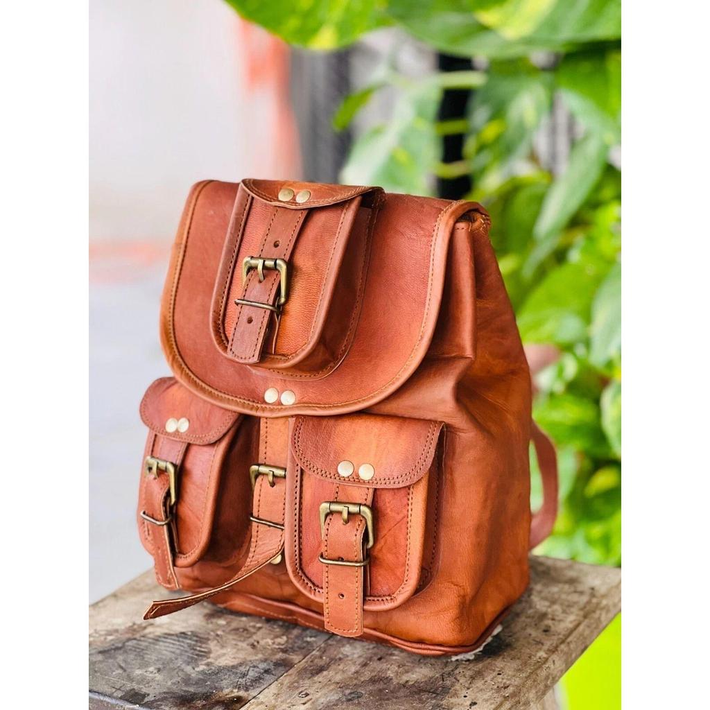 New Goat Leather Backpack Bag Leather Rucksack Vintage
