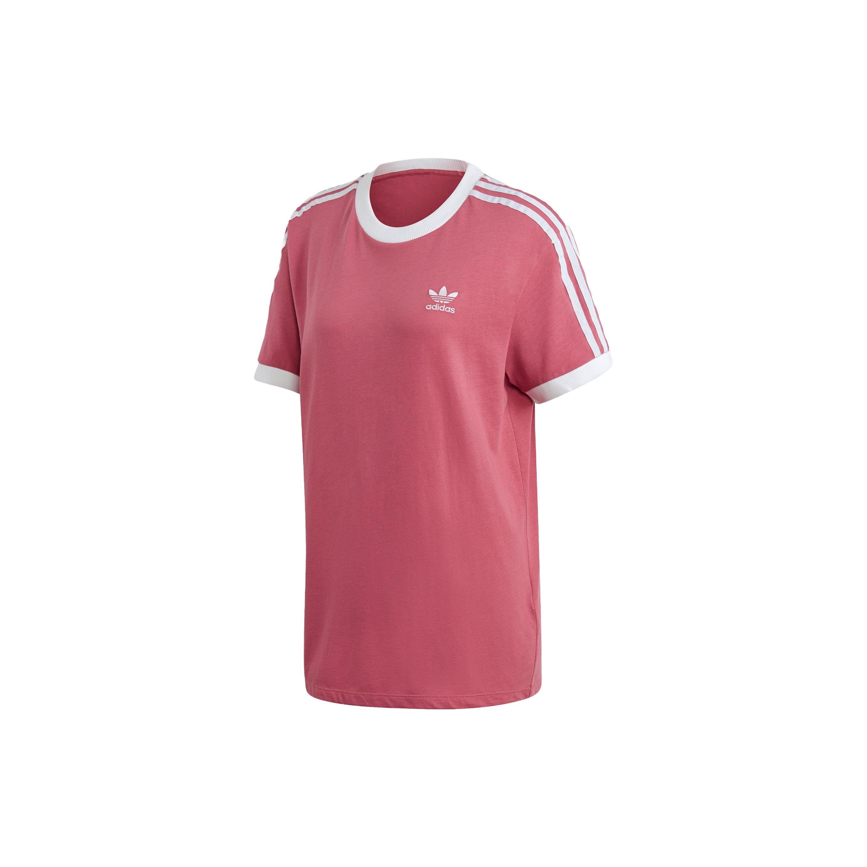 

Adidas Originals Трилистник с тремя полосками и круглым вырезом, пуловер прямого кроя, футболка с короткими рукавами, женские топы, розовый DH3141 S