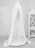 Set: hanging cotton canopy for a children's room and a nest with a ruffle - white