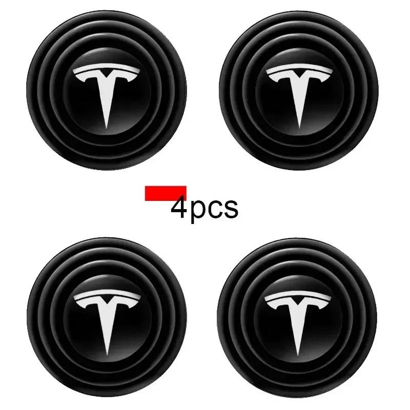 

Car Sticker Tesla 4Pcs Car Door Logo Shock Absorbing Gasket For Tesla model 3 model X Y style Roadster Accessories Decorative Go чорний