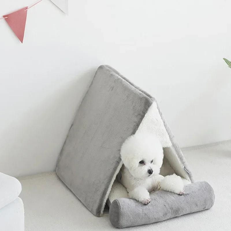 Thickened Insulated Dog House Warm Shelter for Winter Semi-Closed Pet Nest with Cushion Puppy Kitten Tent Winter Kennel