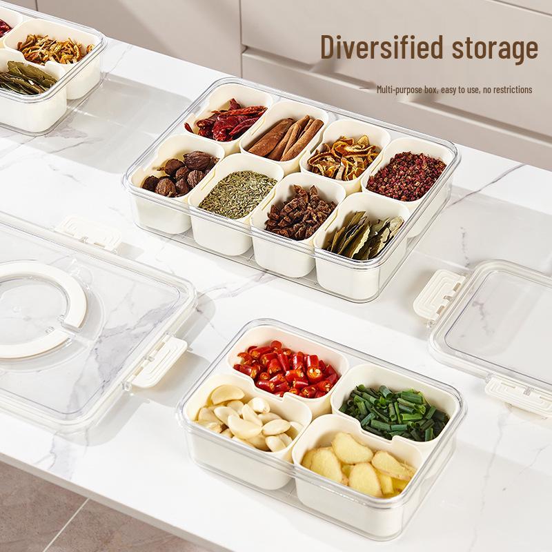 Octagonal Spice Storage Jar with Lid - Food-Grade Plastic, Compartmentalized for Home Use