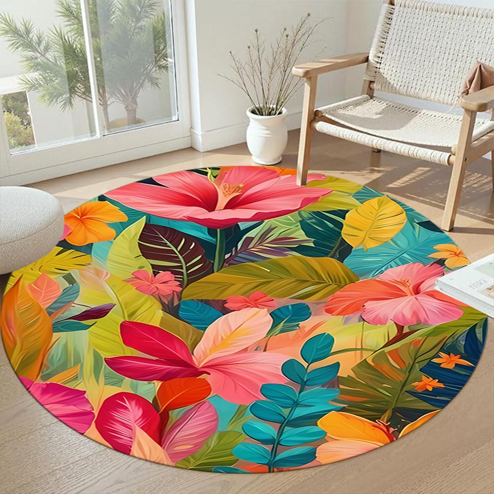 Flower Round Carpet Suitable for Study room Bedrooms Foyer Balcony Anti-slip Round Rug Office home decor Perfect Gift for Valentine’s Wedding Birthday