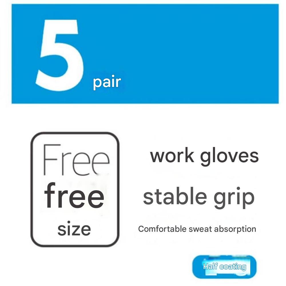 5 Paar (Anti-Rutsch) Baumwoll-Arbeitshandschuhe mit Teilbeschichtung