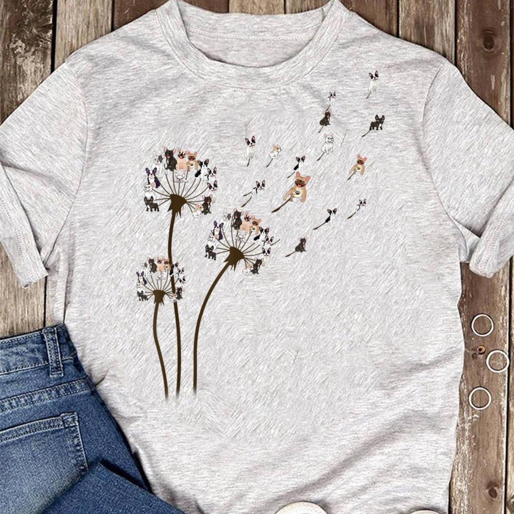 French Bulldog Flower Fly Dandelion Shirt Funny Dog Lovers T-Shirt - Gift for Dog Lovers - Funny Dog - French Bulldog Lovers - Mother's Day