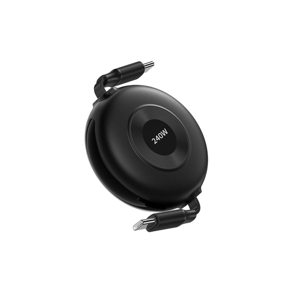240W Fast Charging Retractable Dual Type-C Cable for Apple, Huawei, Laptops, and Phones