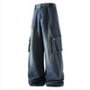 Zwarte Wijde Cargo Broek voor Mannen Meerdere Zakken Baggy Streetwear Broeken