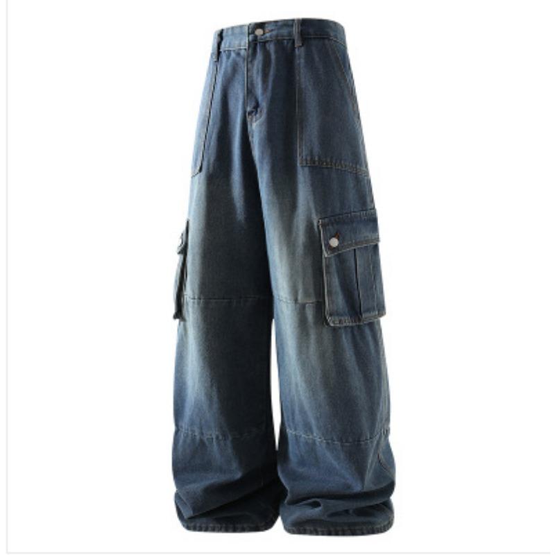 Zwarte Wijde Cargo Broek voor Mannen Meerdere Zakken Baggy Streetwear Broeken