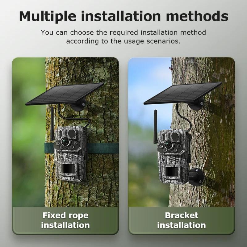 4G 2K 5MP PIR Bevegelsesaktivert Utløsertid Nattsyn IP66 Jakt Viltkamera Vanntett Viltliv Batteri Solcellekamera Litiumbatteri