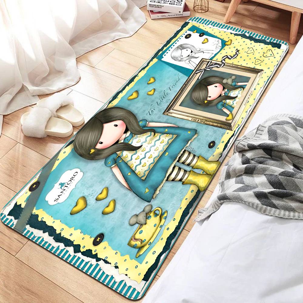 Cute Gorjusses Cartoon S-Santoro Entrance Door Mat Nordic Style Bedroom Living Room Doormat Home Balcony Anti-Slip Modern