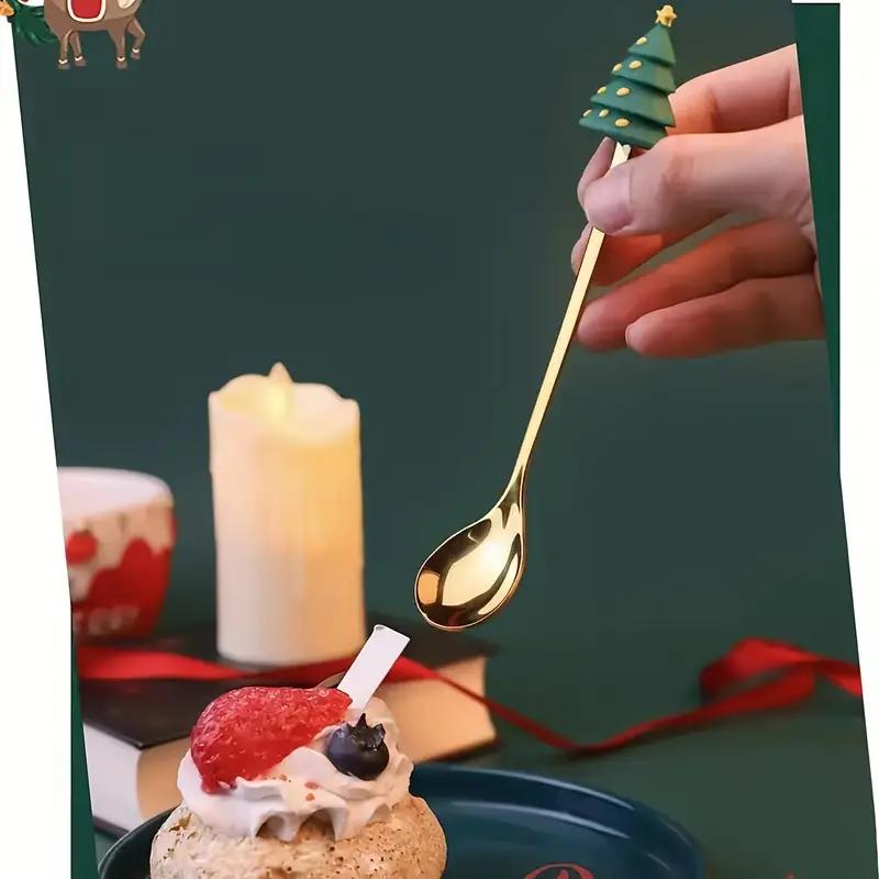 6pcs Santa Claus Stainless Steel Fork Spoon Set Christmas Tableware Gift Box Christmas Gift Fork Spoon Set Christmas Accessories