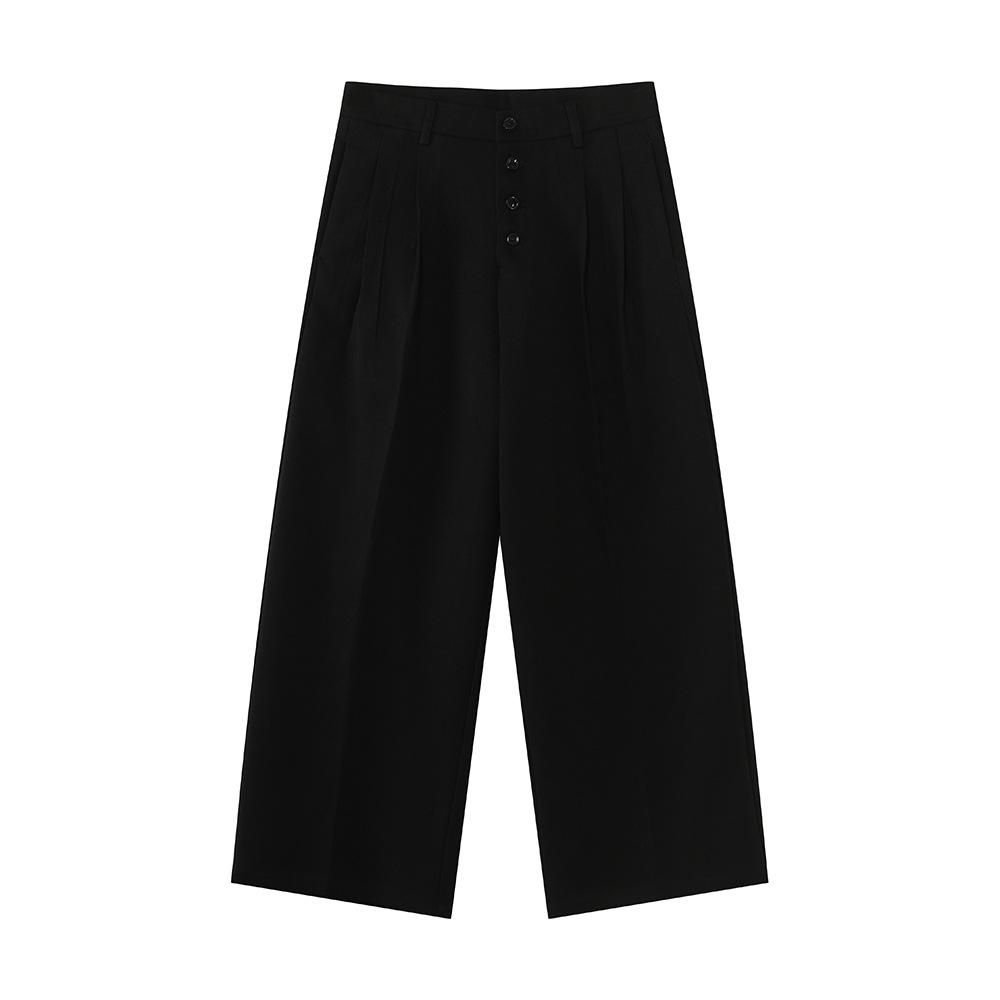 | Retro old money style, high-end multi-button design, drape wide-leg casual trousers tide