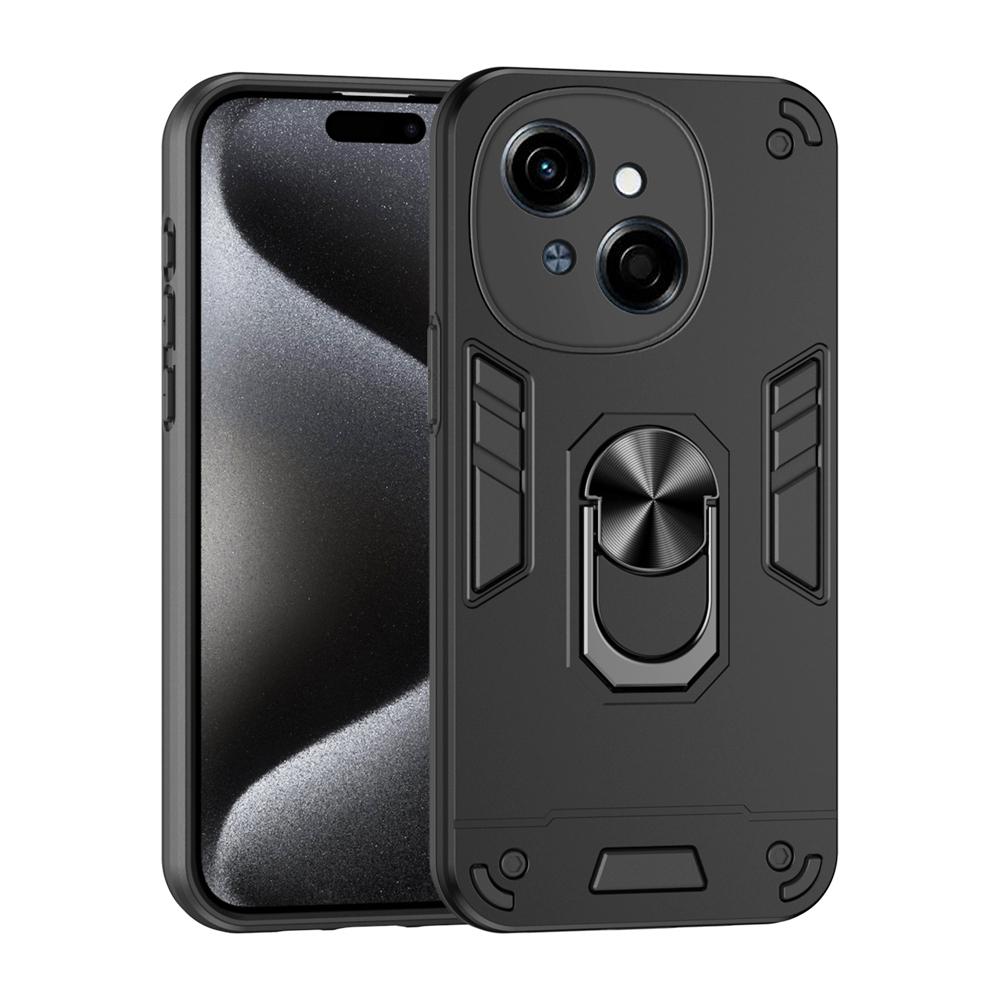 KEYSION Shockproof Case for TECNO Spark Go 1 Go 2025 Silicone+PC Camera Protection Ring Stand Phone Back Cover for Tecno Pop9 4G