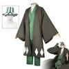 Urahara Kisuke Cosplay Costume Grey And Green Polyester Outfit For Anime Fans