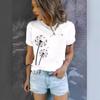 High quality loose and comfortable short-sleeved top summer trend casual women's T-shirt fashion simple dandelion print T