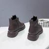 Soft Leather Thick-soled British Style Martin Boots, New Autumn Single Boots, Velvet Warm Fried Street Winter Short Boots