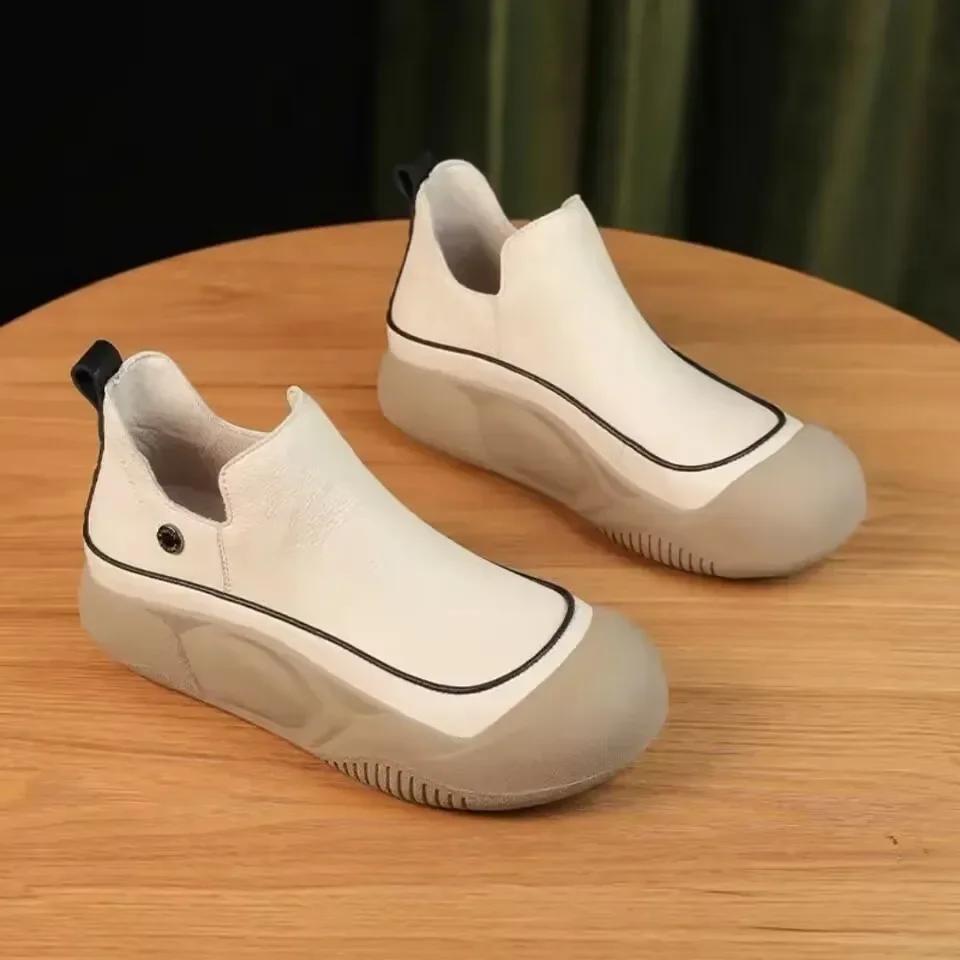 New Women Shoes Platform Flats Goth Boots Chelsea Motorcycle Winter Designer Ankle Fashion Boots Goth Walking Mujer Zapatos