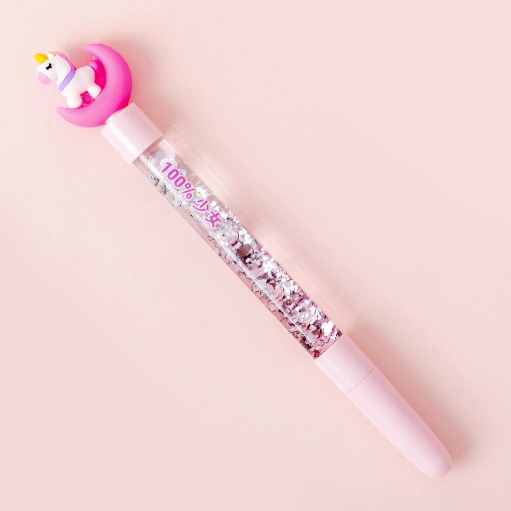 Cartoon Unicorn Sand Flow Pen - Black Ink Signature Pen for Kids, Perfect Back-to-School Gift
