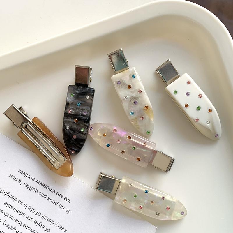 Superior Acetic Acid Colorful Rhinestones Seamless Hair Clip Female Sweet Bangs Clip Delicate Temperament Side Clip