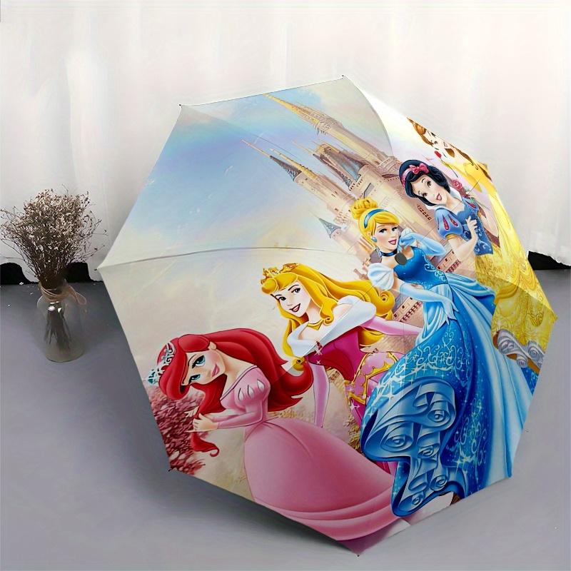 Disney Princesses,Castle,Fantasy Manual Opening and Closing Umbrella, 8-Rib Reinforced Folding Design, Lightweight