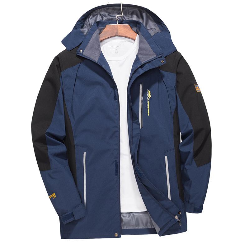 

Мужская водонепроницаемая походная куртка большого размера, ветрозащитная ветровка для кемпинга, охоты, бега, треккинга, рыбалки, мужское пальто на открытом воздухе 8XL синий